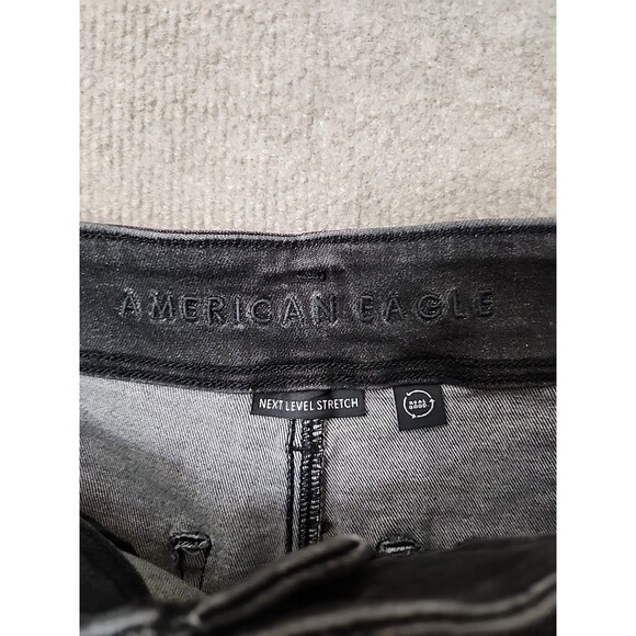 American Eagle Skinny Kick Jeans Womens 10 Black Next Level Stretch - Picture 6 of 9
